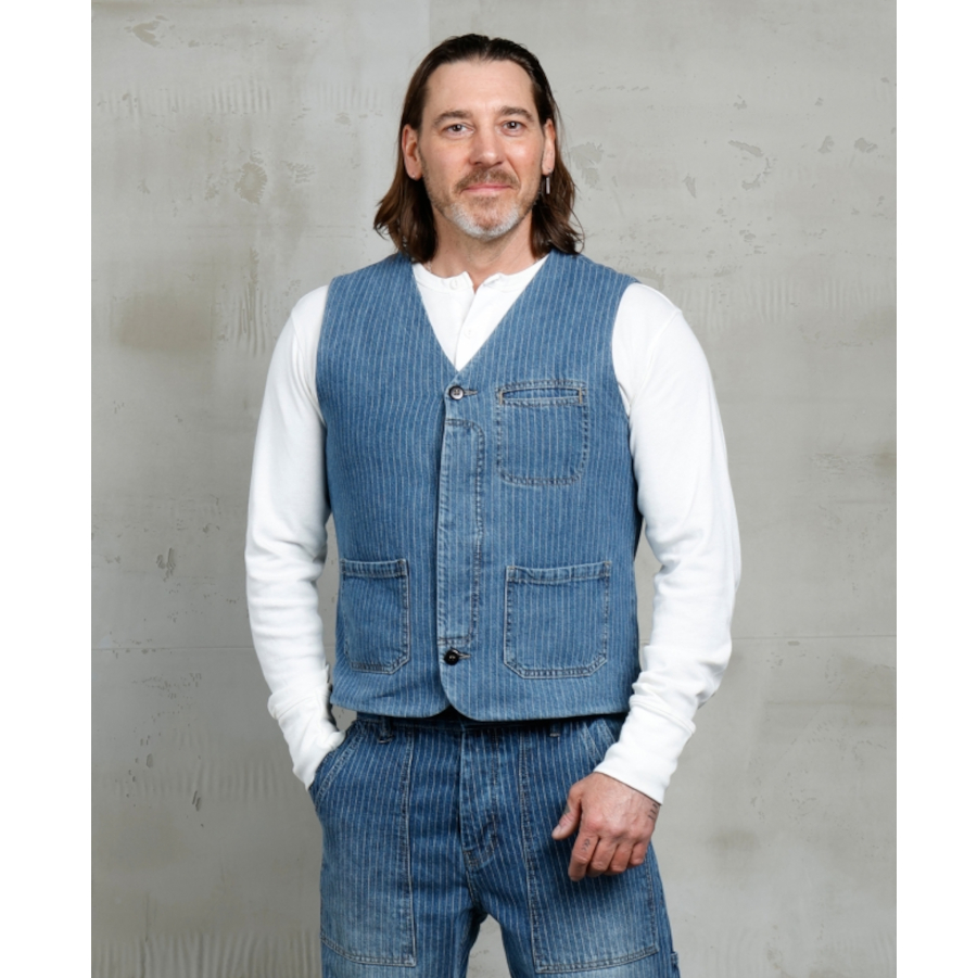 1948 Crafter Vest Blue Wabash Rinsed (väst/Pike Brothers) (bild för) 1948 Crafter Vest Blue Wabash Rinsed (väst/Pike Brothers)